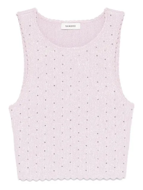 SANDRO rhinestone knit crop top