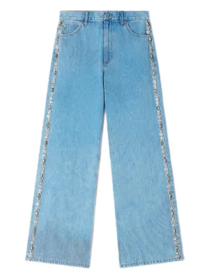 SANDRO faded straight-leg rhinestone jeans