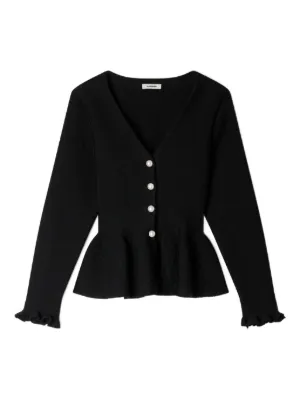 SANDRO textured peplum cardigan