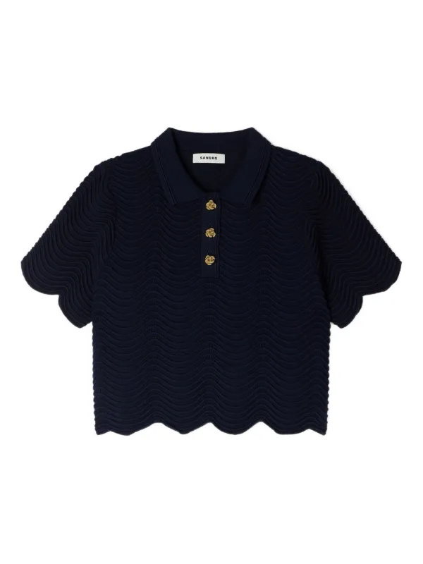 SANDRO decorative knit polo-neck sweater