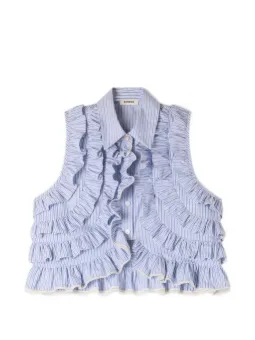 SANDRO ruffled striped shirt
