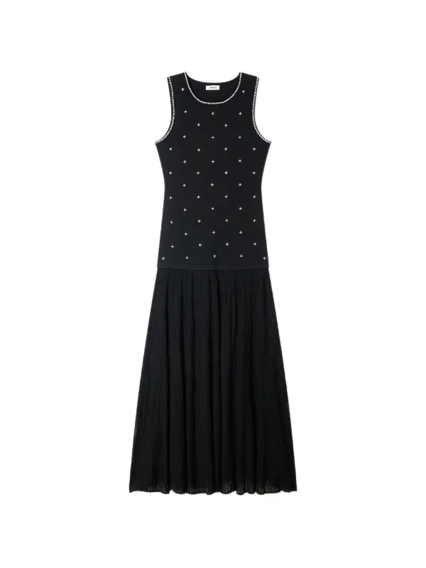 SANDRO rhinestone flower print maxi dress