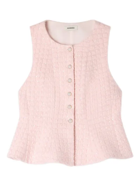 SANDRO beaded peplum tweed vest