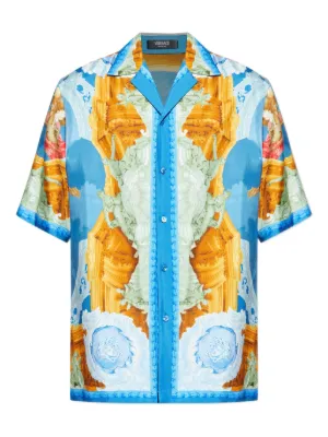 Versace printed silk twill regular shirt