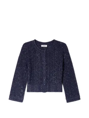 SANDRO rhinestone knit cropped cardigan