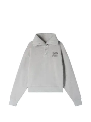 SANDRO embroidered split neck sweatshirt