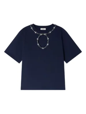 SANDRO rhinestone openwork T-shirt