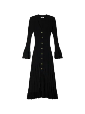 SANDRO knit maxi dress with ruffle