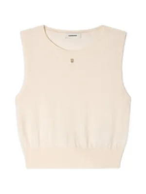 SANDRO sleeveless short knit sweater