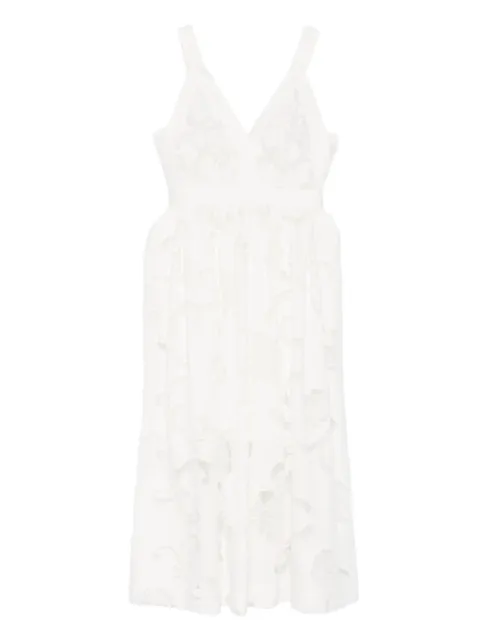 SANDRO openwork floral cotton midi dress