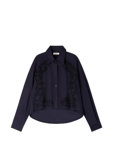SANDRO floral embroidered cotton shirt