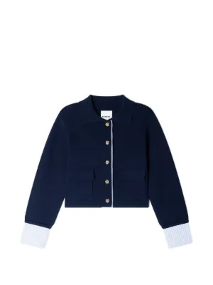 SANDRO wool cardigan with a polo collar