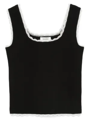 SANDRO beaded embroidered cotton vest top