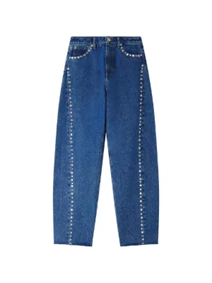 SANDRO rhinestone barrel jeans