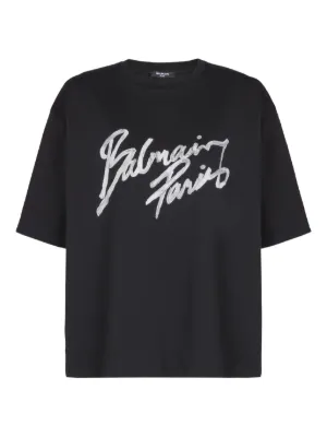 Balmain boxy T-shirt with Balmain Paris brush print