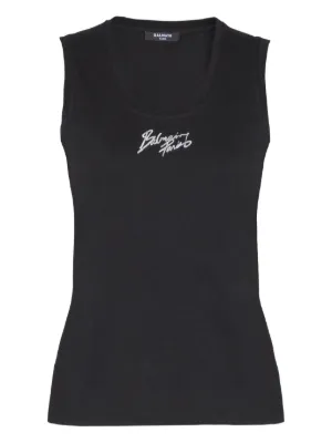 Balmain relaxed tank top with Balmain Paris brush print