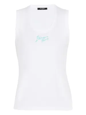 Balmain relaxed tank top with Balmain Paris brush print