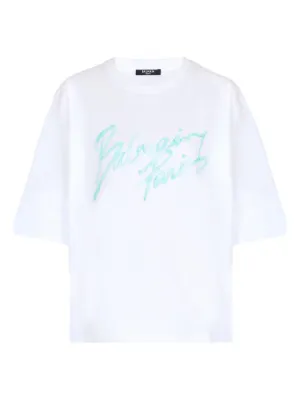 Balmain boxy T-shirt with Balmain Paris brush print