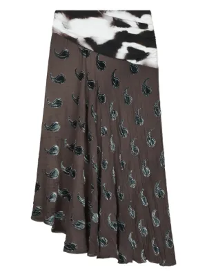 Tory Burch paisley-pattern asymmetric midi skirt