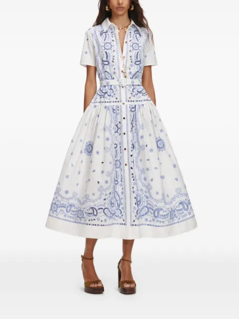 Self-Portrait paisley-print belted shirt dress