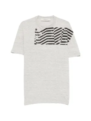 Golden Goose T-shirt in grey melange jersey with flag print
