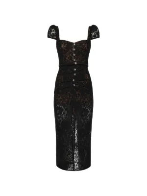 Self-Portrait lace button midi dress