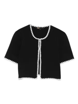 Maje topstitched cropped cardigan