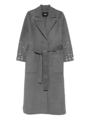 Maje long double-faced rhinestone coat