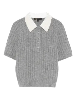Maje removable beaded collar sweater