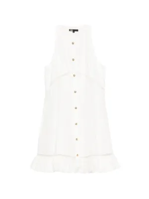 Maje embroidered linen-blend dress
