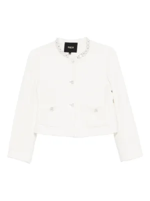 Maje tweed jacket with pearl trim