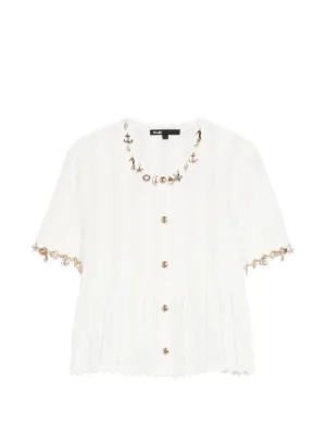 Maje gold jewellery cardigan