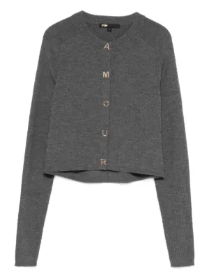 Maje Amour round-neck rib knit cardigan
