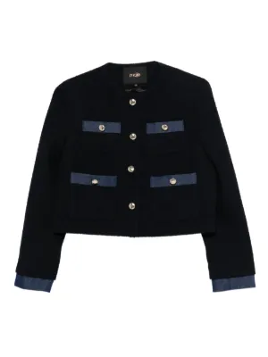 Maje tweed jacket with denim trim