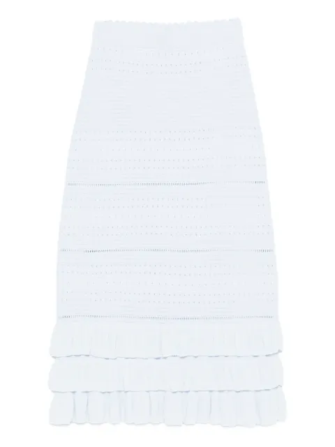 Maje long ruffled knit skirt