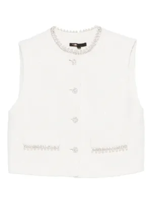 Maje tweed vest with pearl trim