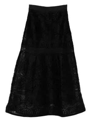 Maje embroidered basket-weave knit skirt