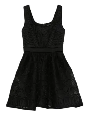 Maje short embroidered basket knit dress