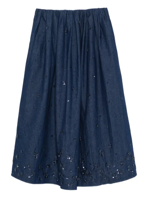 Maje embroidered denim midi skirt