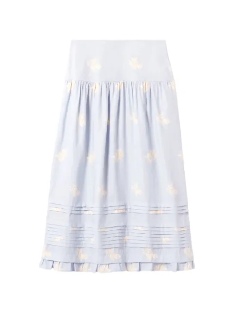 Claudie Pierlot floral-print pleated A-line midi skirt