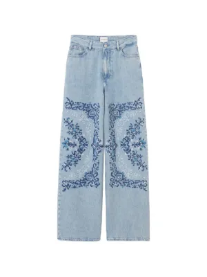 Claudie Pierlot embroidered wide-leg jeans