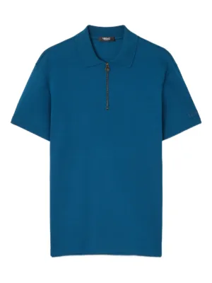 Versace embroidered cotton-piqué half-zip polo