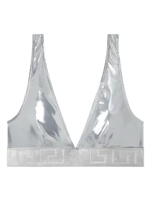 Versace metallic triangle bikini top