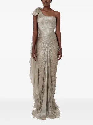 Iris Serban Lissa one-shoulder bow maxi dress