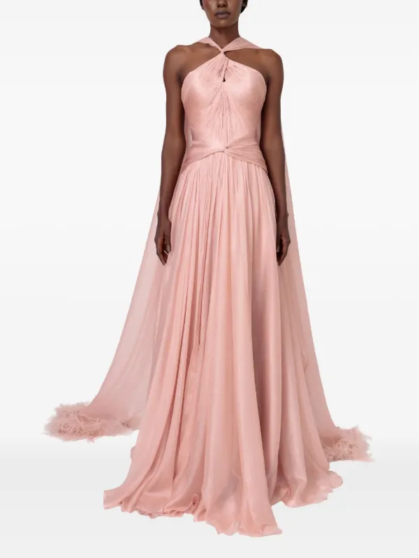 Iris Serban Yeliel twisted-feathers maxi dress