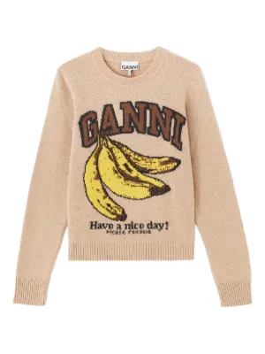GANNI graphic wool sweater