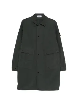 Stone Island logo-patch button-up trench coat