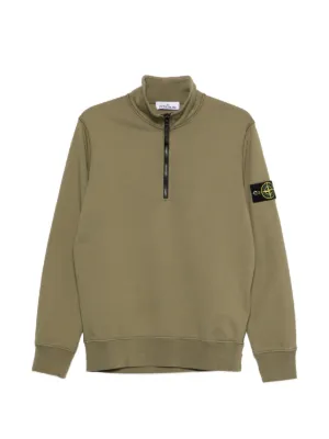 Stone Island logo-patch half-zip sweater