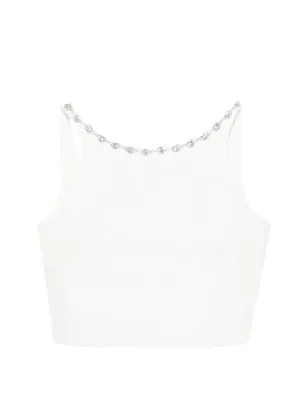 Maje jewelled collar taffeta crop top