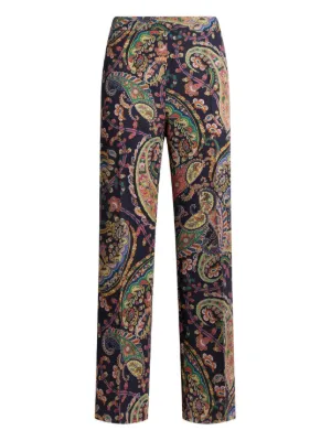 ETRO stretch cady bootscut trousers with floral Paisley motif